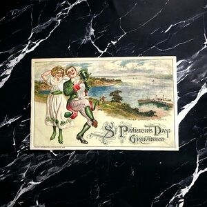 Vtg 1912 Postcard St Patricks Day John Winsch River Shannon at Foynes Unposted